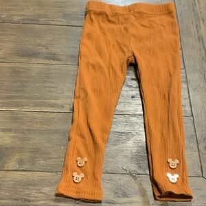 Disney Orange Ribbed Leggings with Bear Accents